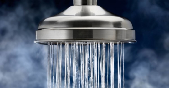 Hot water flowing from shower head