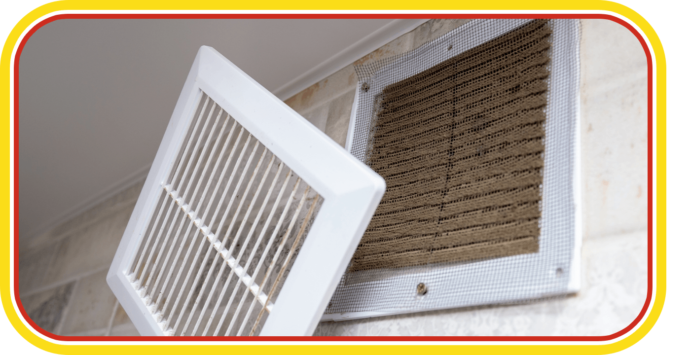 Open white vent cover on a wall beside a closed vent panel